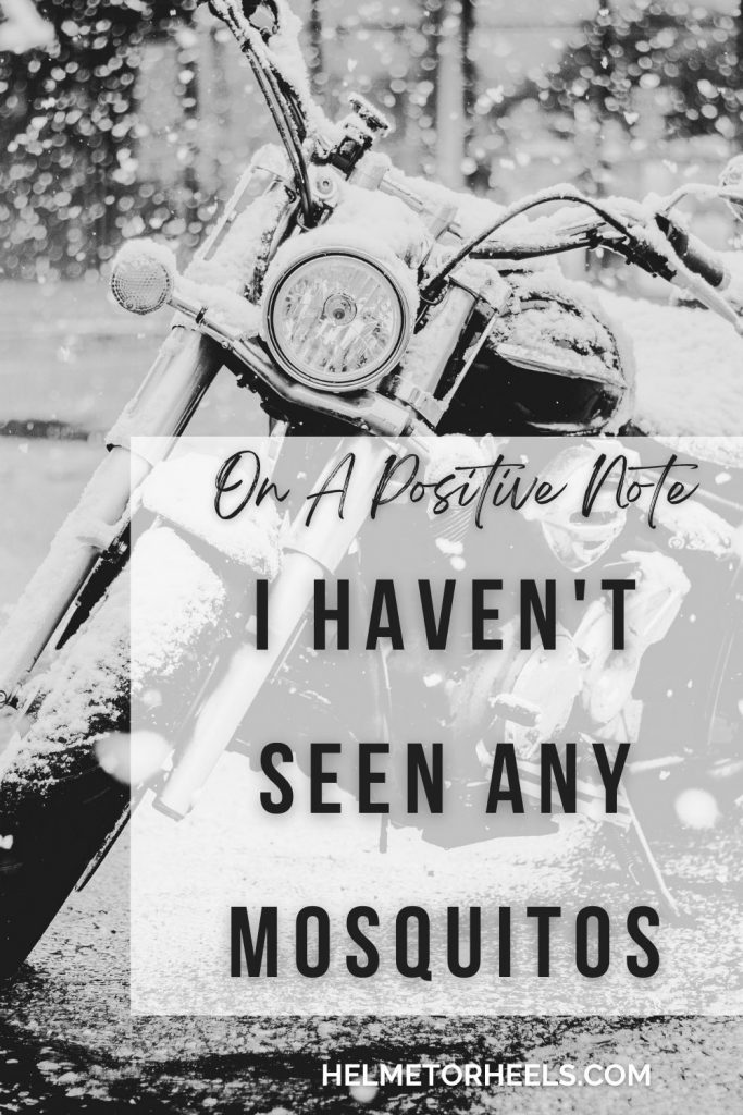 Snow, seventies and motorcycles - no mosquitos yet!